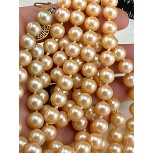 Vintage Glass‎ Faux Pearl Necklace Iridescent Flapper Opera LONG 54"